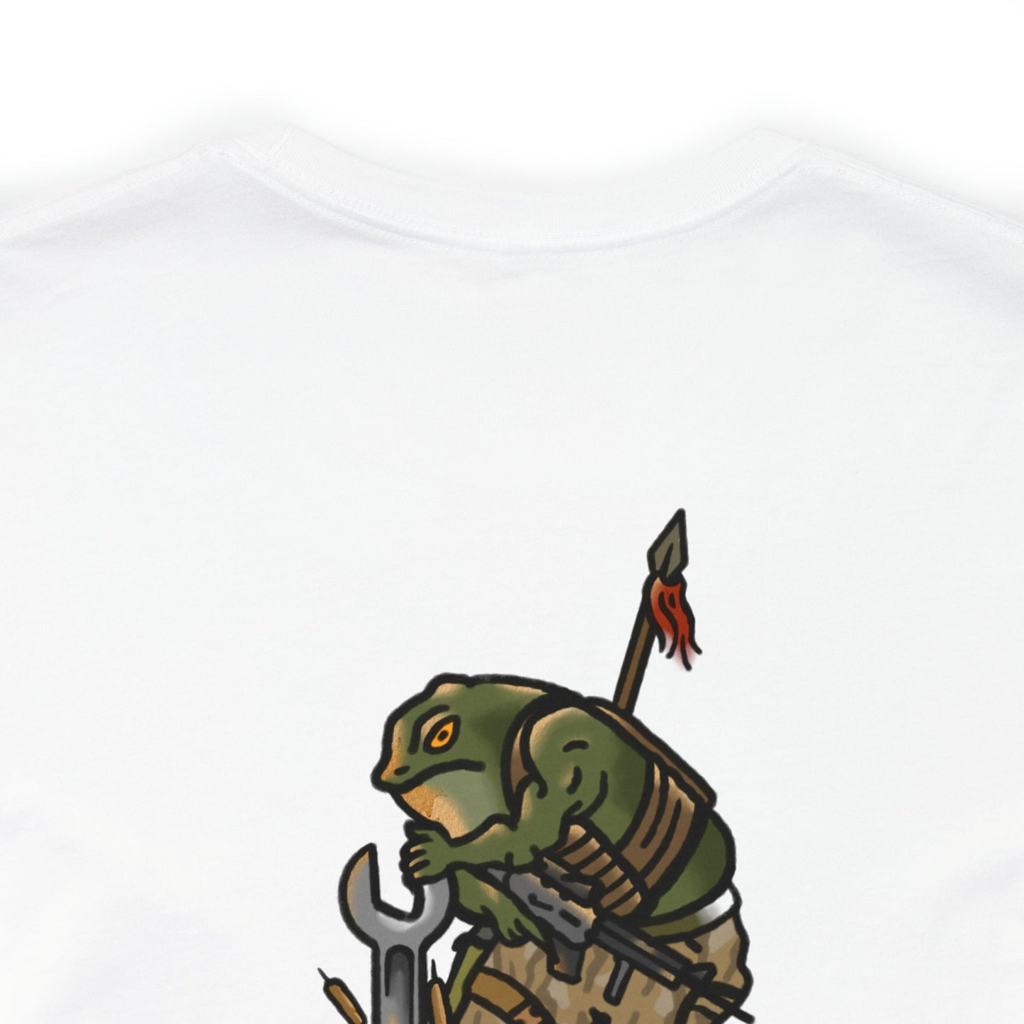 Mechanic Frog With Wrench and M4 - Back Print - Short Sleeve Tee