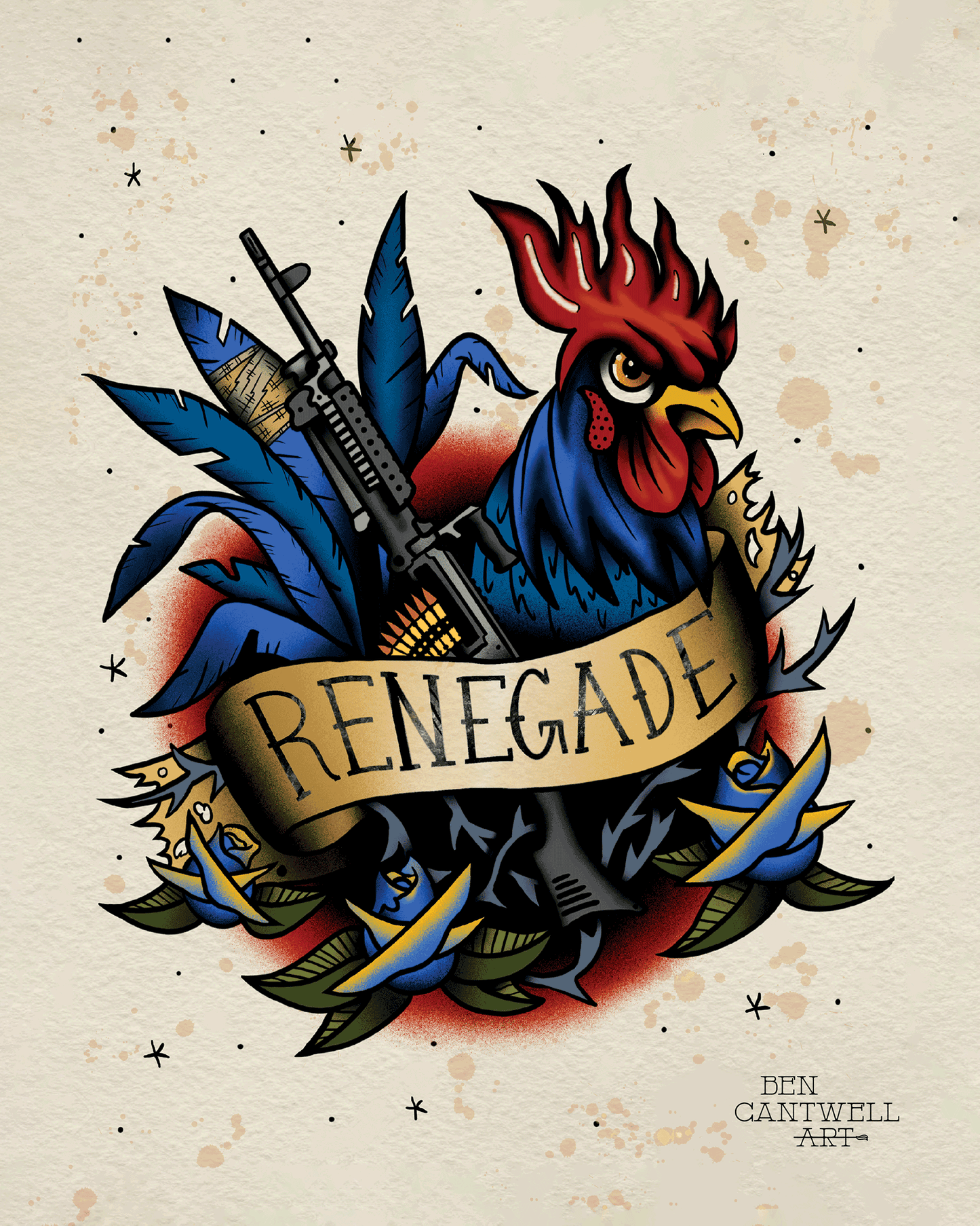 1st Law Enforcement Battalion Blue Renegade Rooster - Artwork Print
