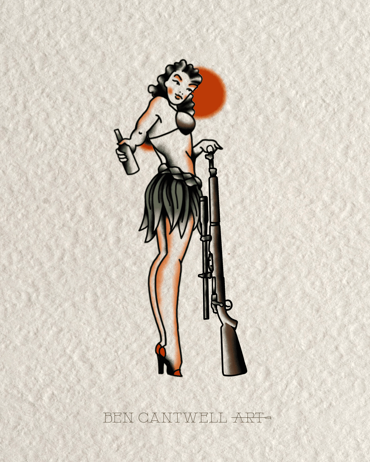 WW2 Pin-Up Girl - Springfield Sniper Rifle