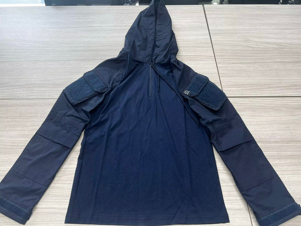Navy Blue Hooded Combat Shirt
