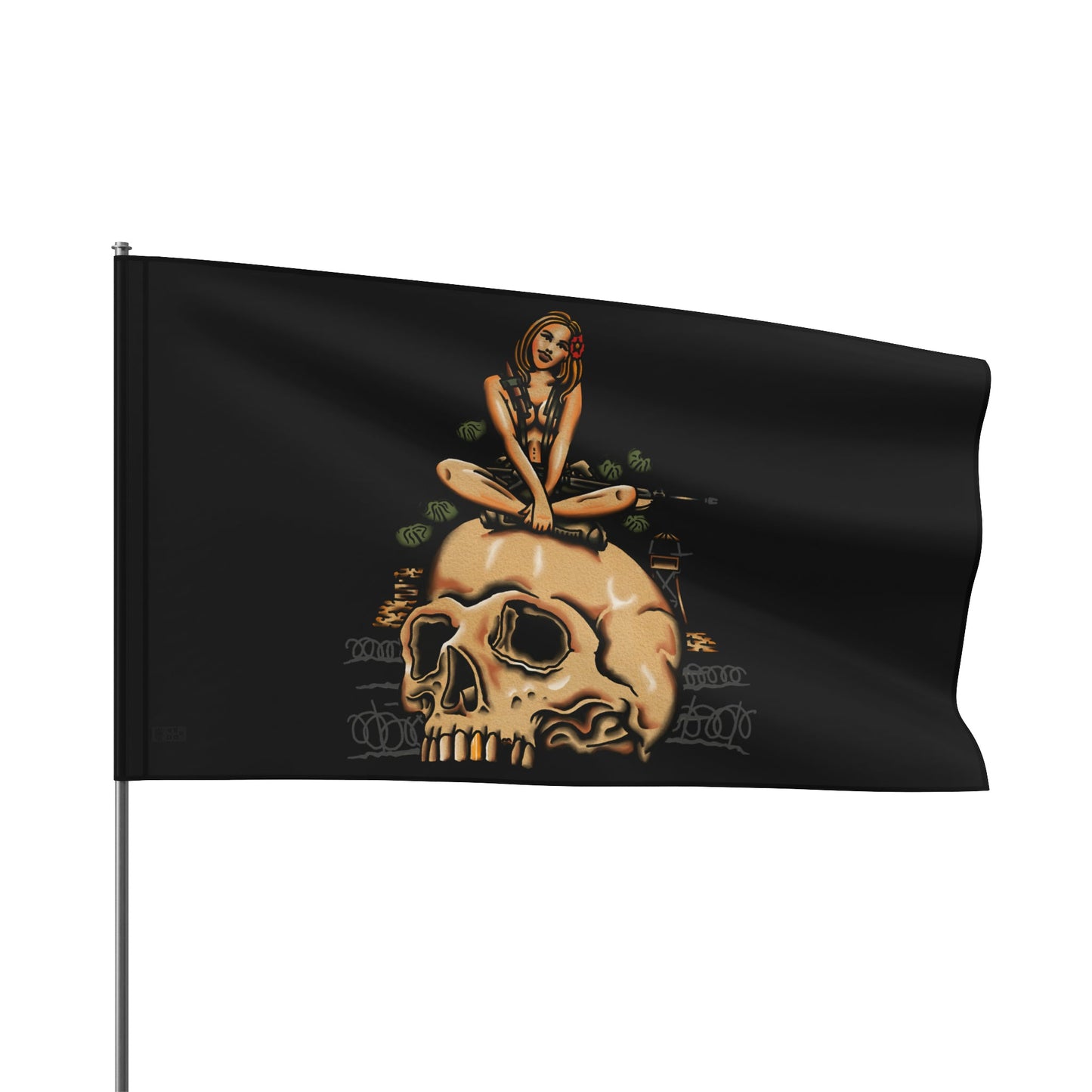 Infantry Vietnam Pin-Up On Skull - Flag