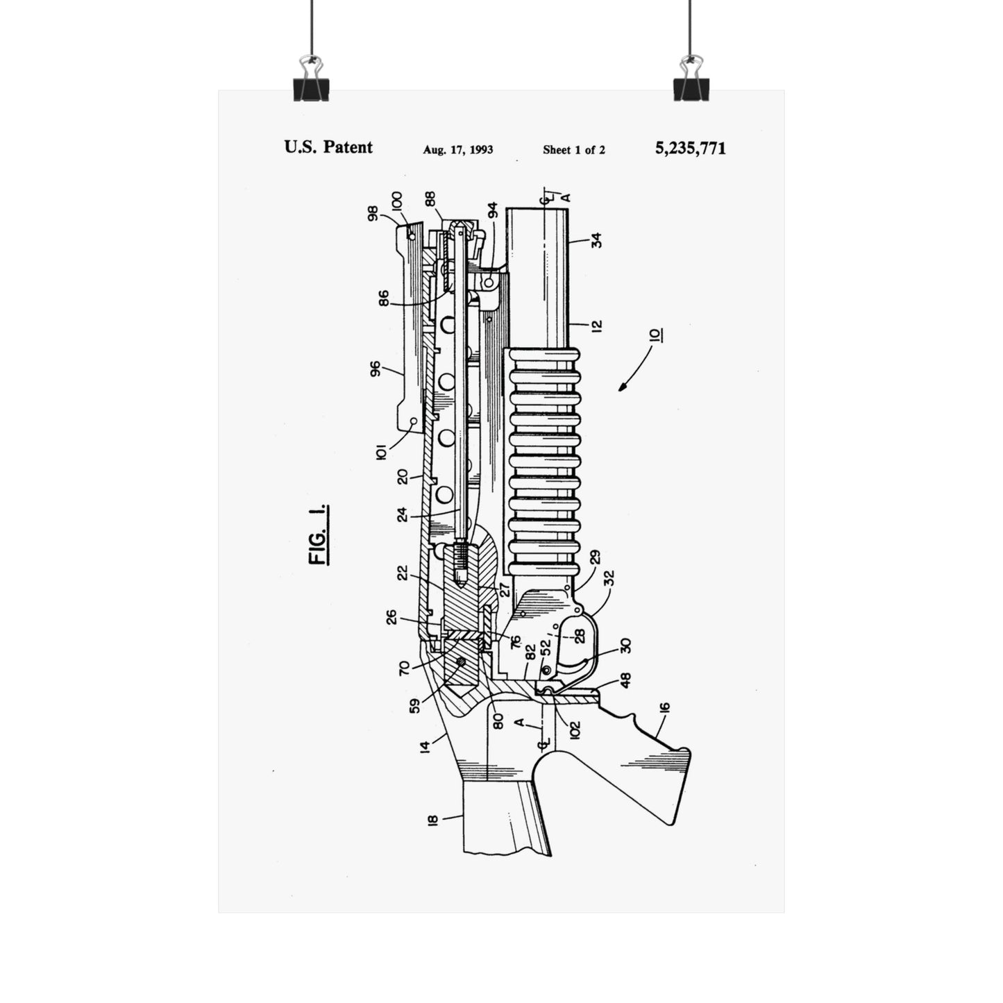 M203 Grenade Launcher Patent Drawing