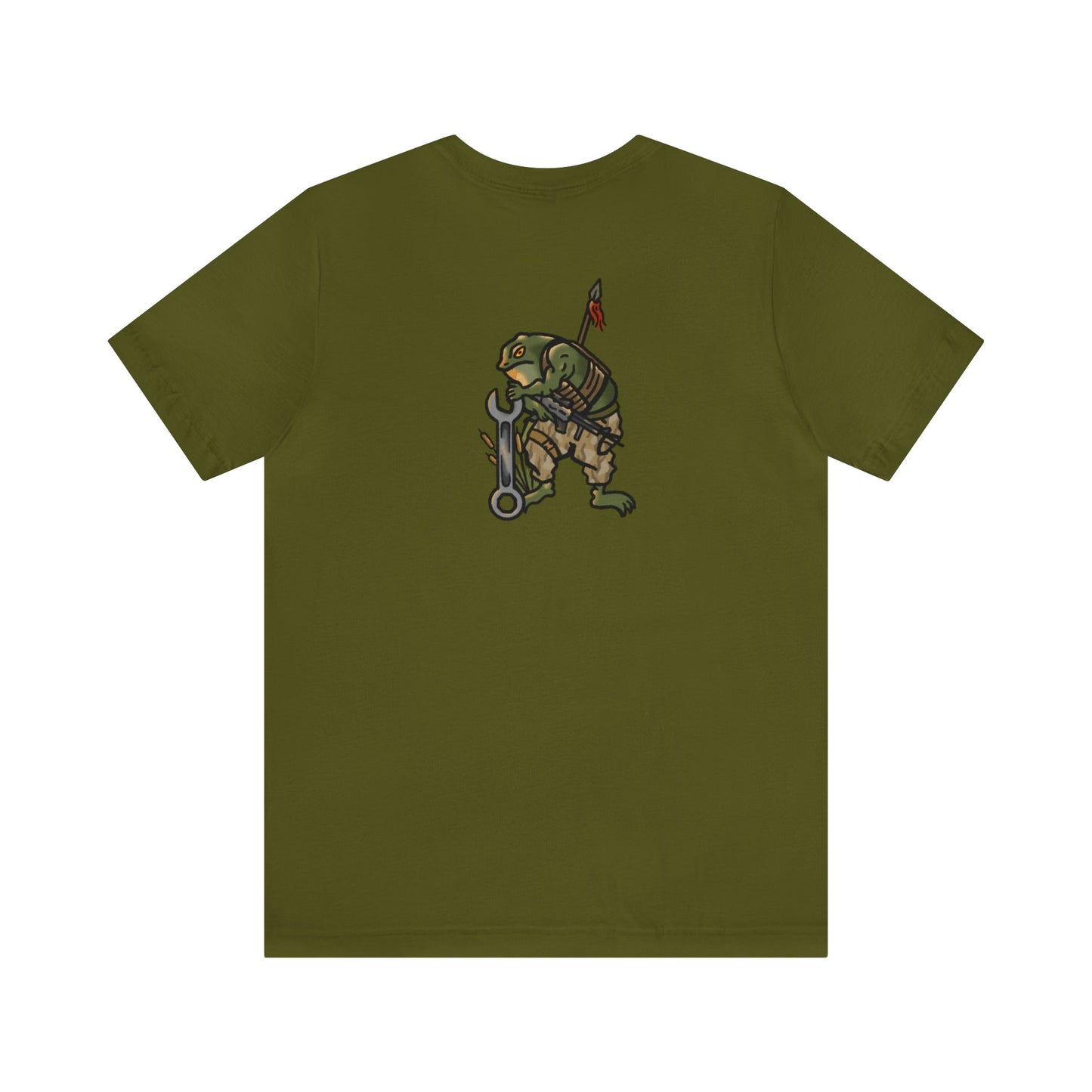 Mechanic Frog With Wrench and M4 - Back Print - Short Sleeve Tee