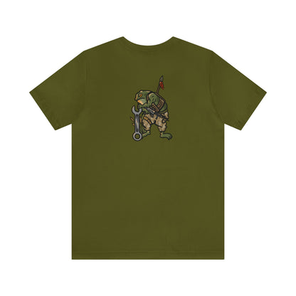 Mechanic Frog With Wrench and M4 - Back Print - Short Sleeve Tee