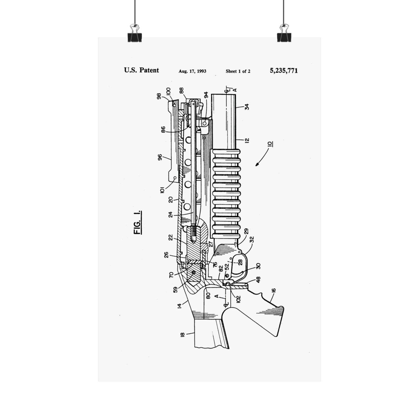 M203 Grenade Launcher Patent Drawing