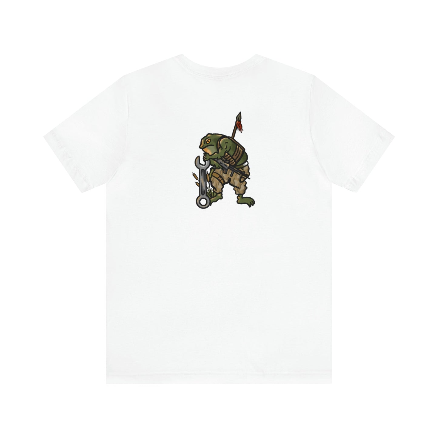 Mechanic Frog With Wrench and M4 - Back Print - Short Sleeve Tee