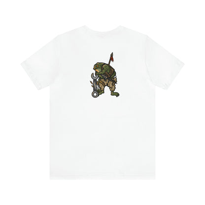 Mechanic Frog With Wrench and M4 - Back Print - Short Sleeve Tee