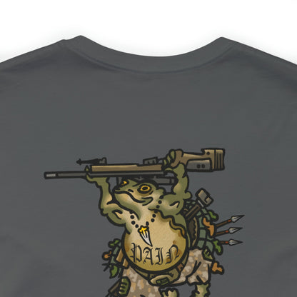 Sniper Rifle Frog - Back Print - Short Sleeve Tee