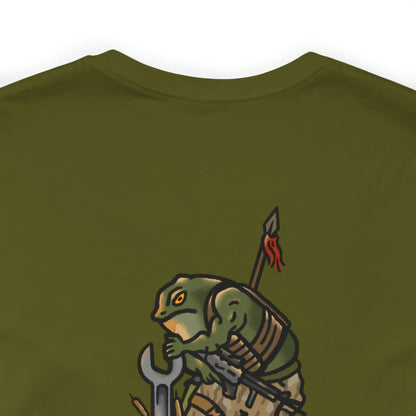 Mechanic Frog With Wrench and M4 - Back Print - Short Sleeve Tee