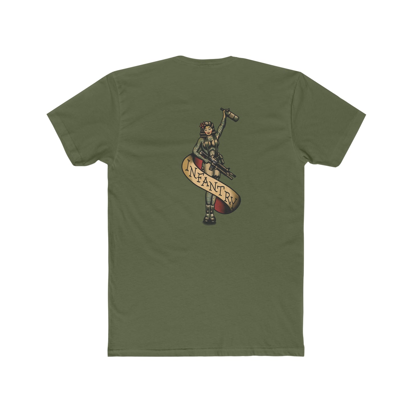Infantry Pin-Up with M4 M203 and Bottle - Crew Tee