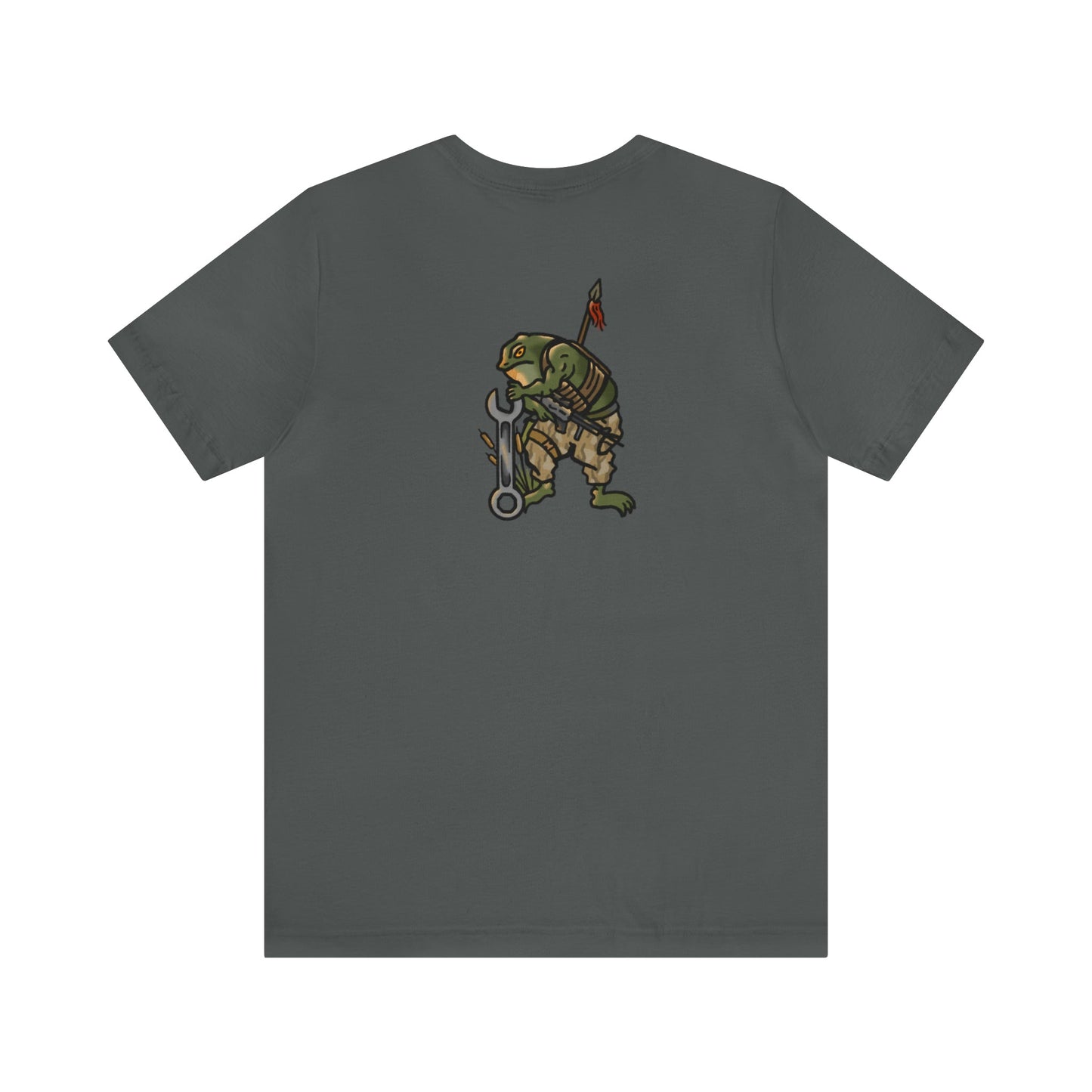 Mechanic Frog With Wrench and M4 - Back Print - Short Sleeve Tee