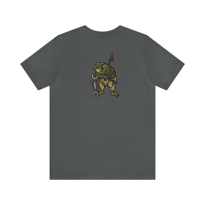 Mechanic Frog With Wrench and M4 - Back Print - Short Sleeve Tee