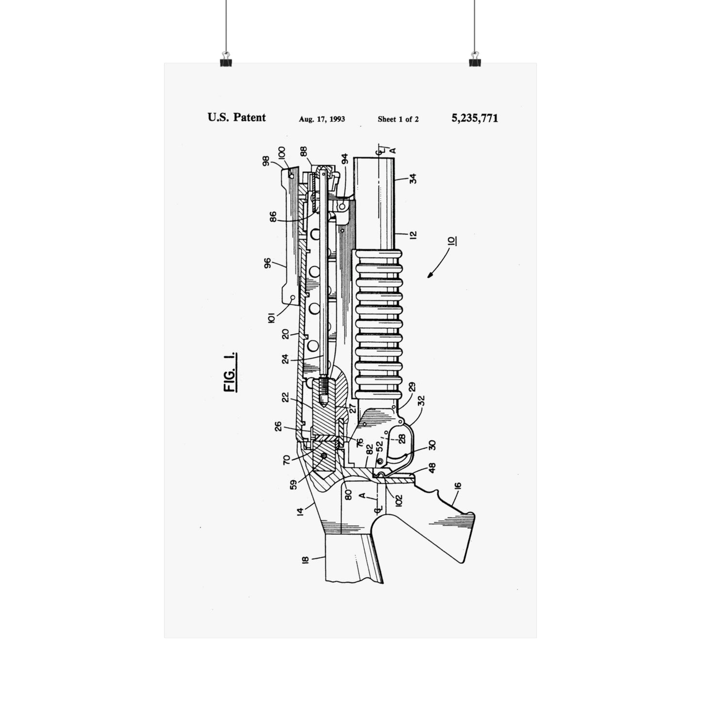 M203 Grenade Launcher Patent Drawing