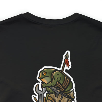 Mechanic Frog With Wrench and M4 - Back Print - Short Sleeve Tee