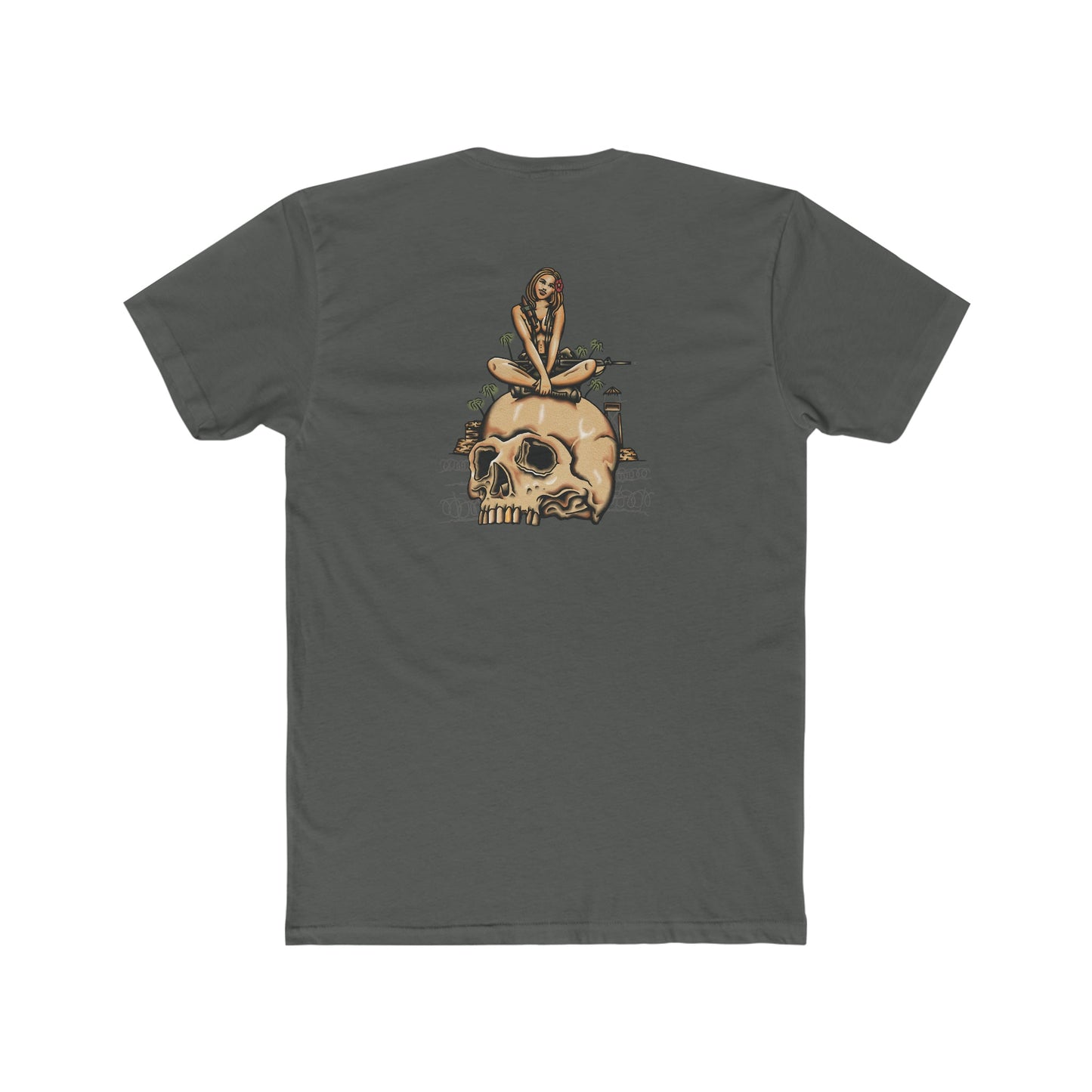 Infantry Vietnam Pin-Up On Skull - Crew Tee