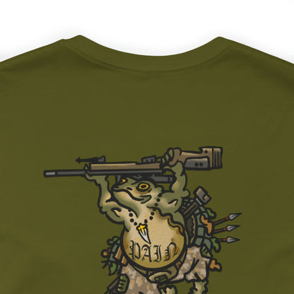 Sniper Rifle Frog - Back Print - Short Sleeve Tee