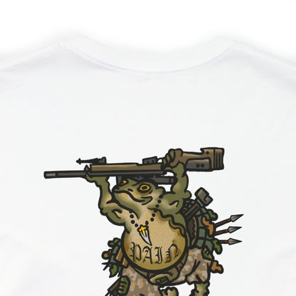 Sniper Rifle Frog - Back Print - Short Sleeve Tee