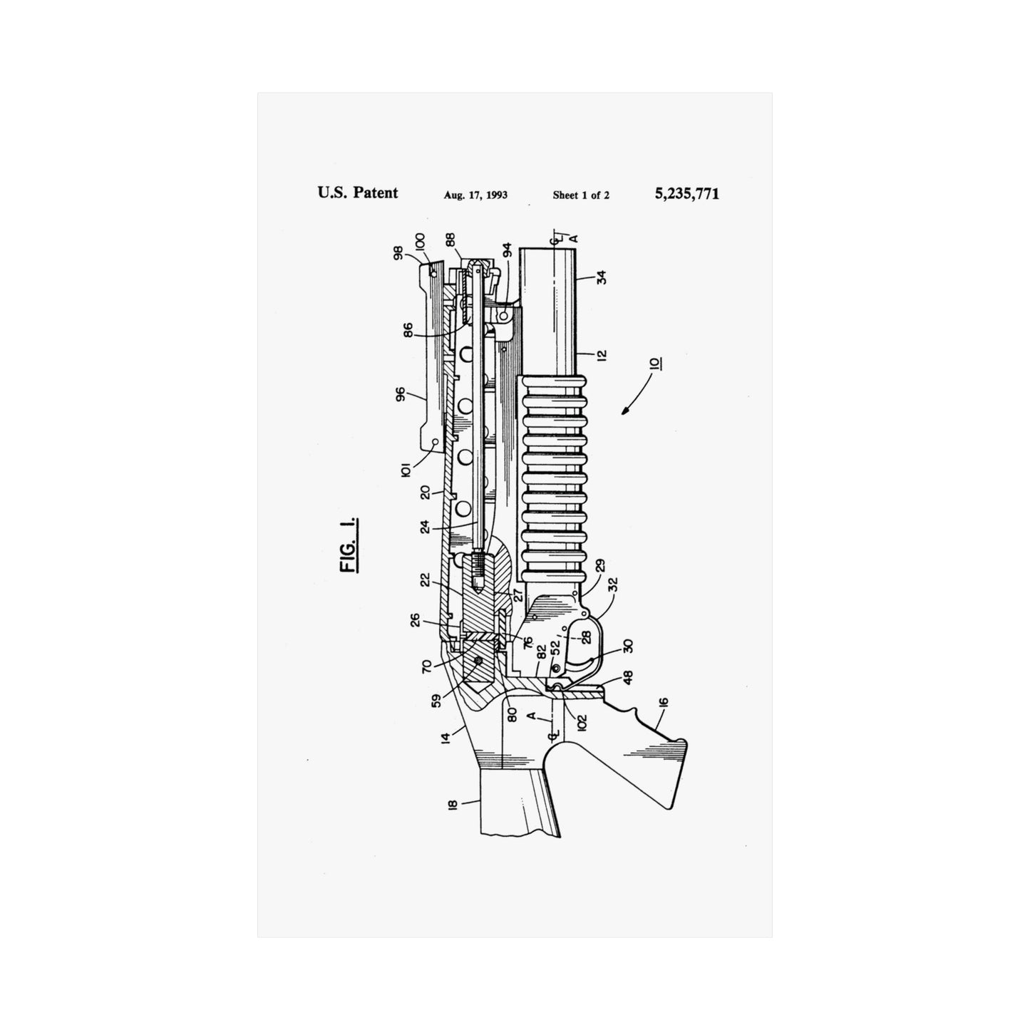 M203 Grenade Launcher Patent Drawing