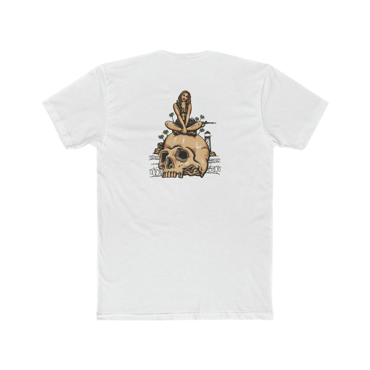 Infantry Vietnam Pin-Up On Skull - Crew Tee
