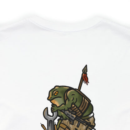 Mechanic Frog With Wrench and M4 - Back Print - Short Sleeve Tee