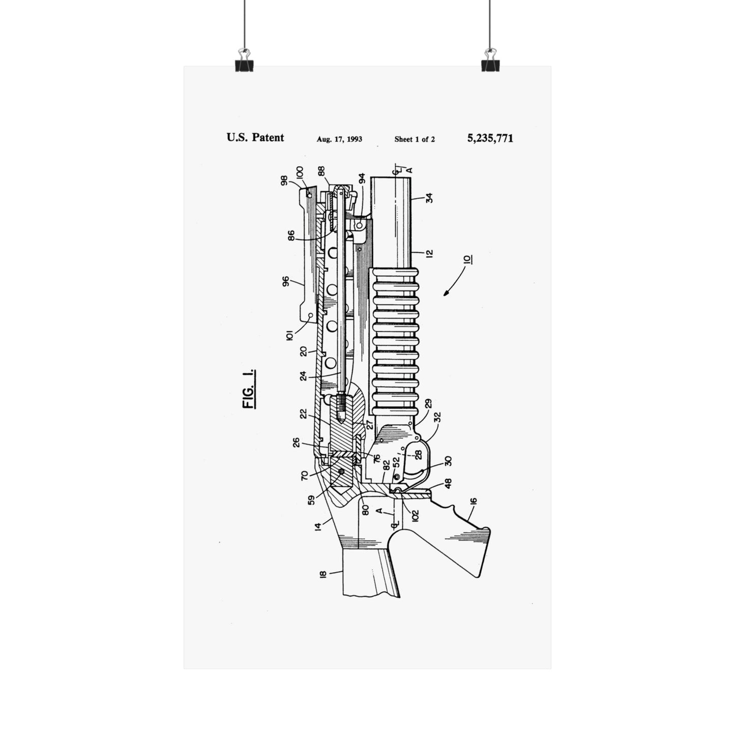 M203 Grenade Launcher Patent Drawing