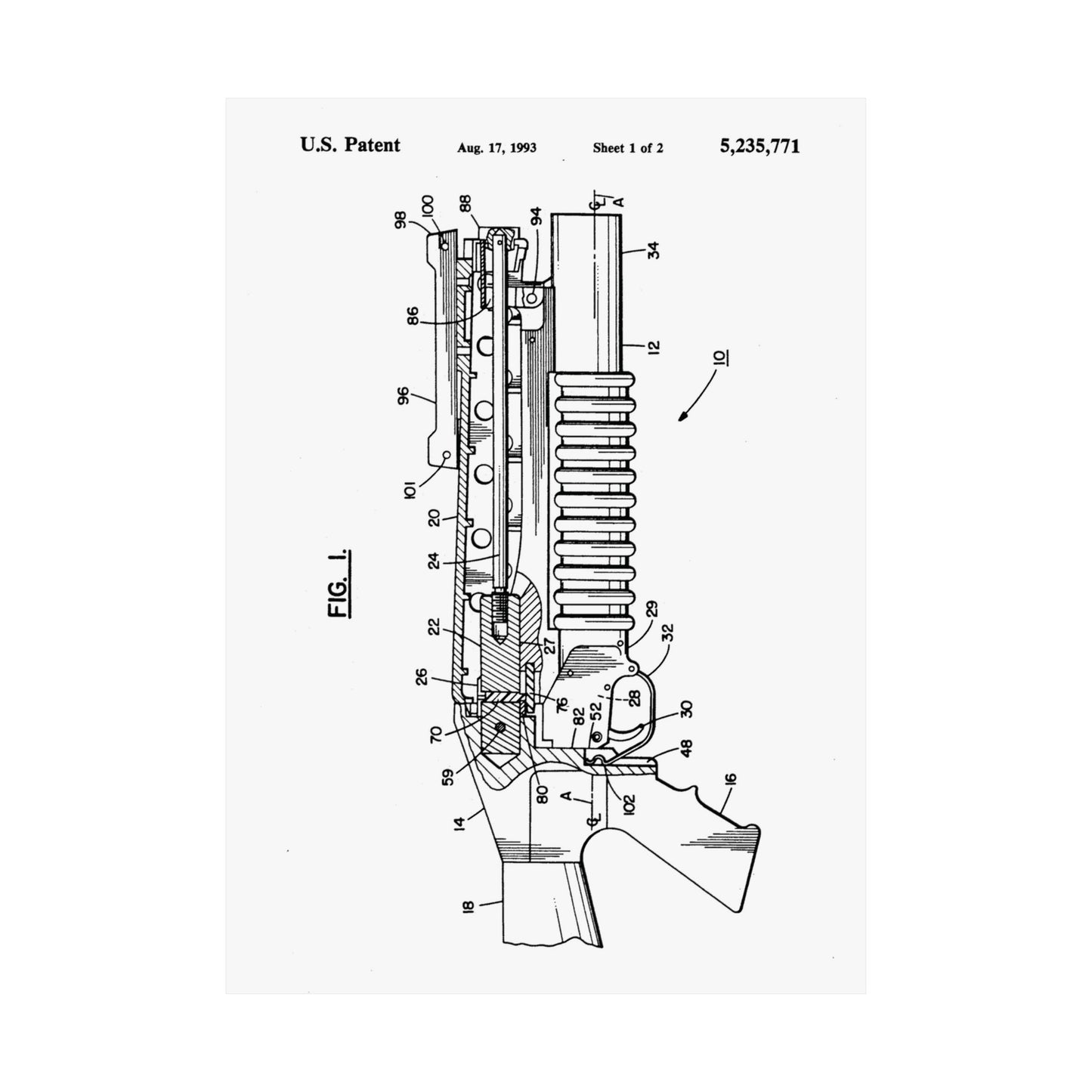 M203 Grenade Launcher Patent Drawing