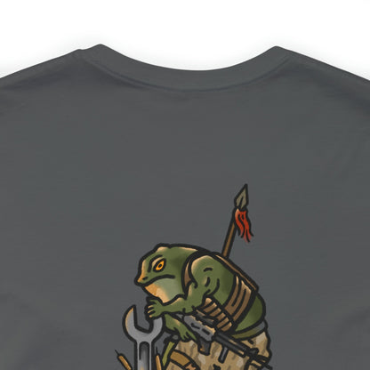 Mechanic Frog With Wrench and M4 - Back Print - Short Sleeve Tee