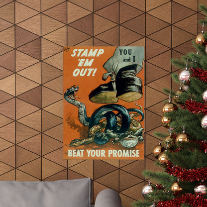 Anti AXIS Powers - 'Stamp 'Em Out! Beat Your Promise' WW2 Recruiting Poster