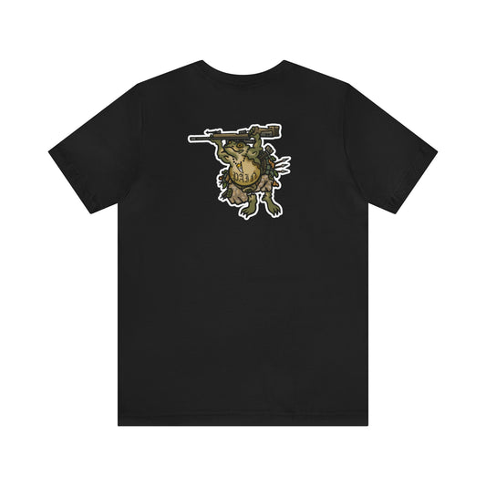 Sniper Rifle Frog - Back Print - Short Sleeve Tee