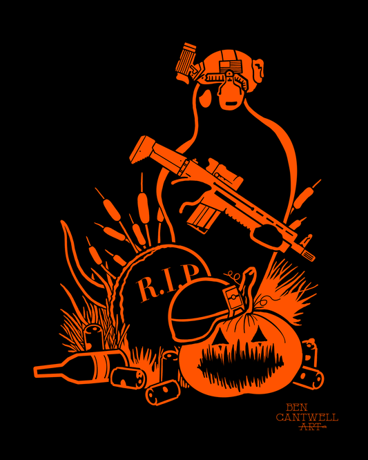 Spooky Halloween Ghost with Rifle