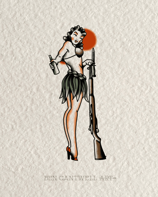 WW2 Pin-Up Girl - M1 Garand and Bayonet