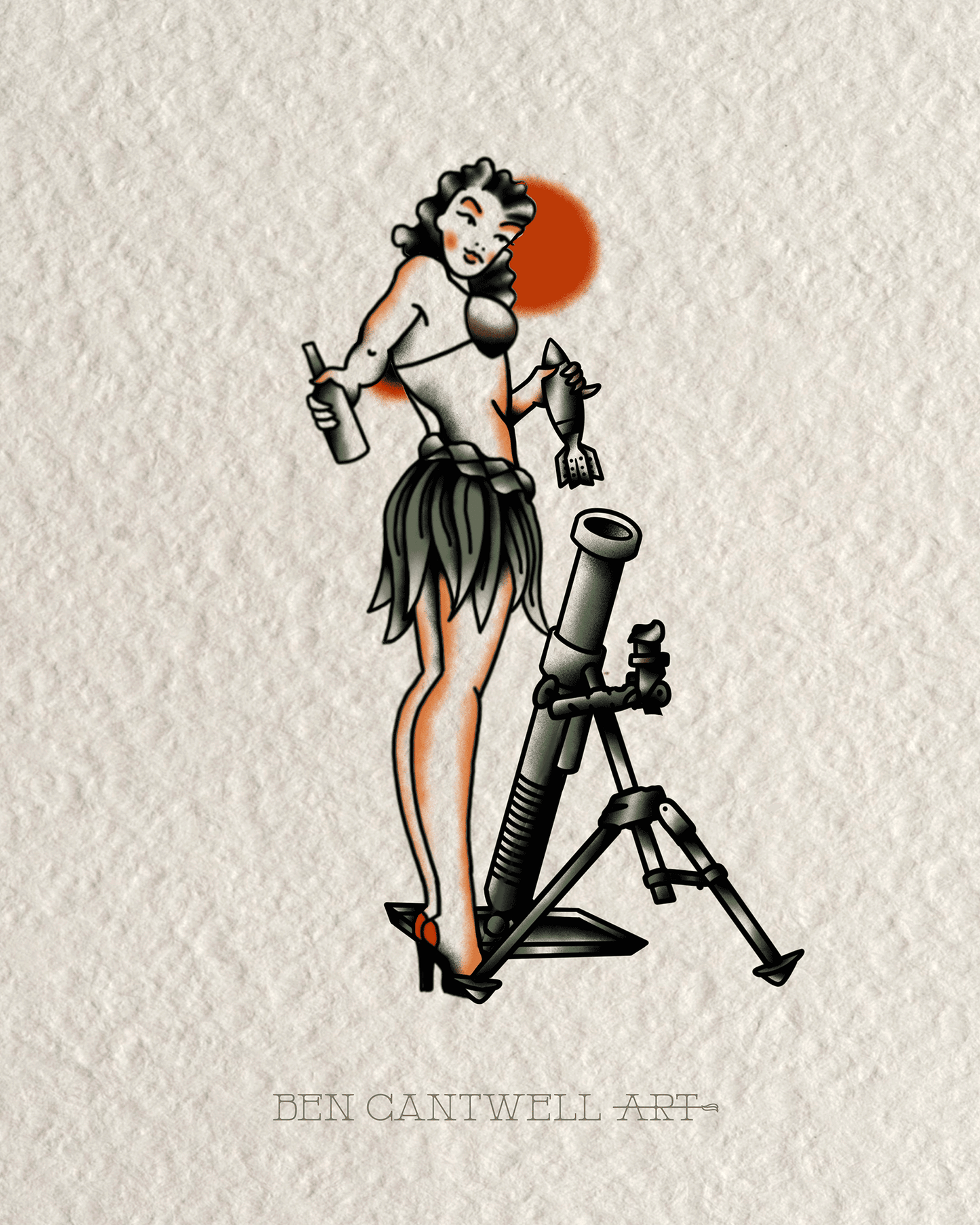 WW2 Pin-Up Girl - Mortar