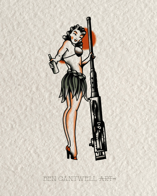 WW2 Pin-Up Girl - M2 .50 cal Machine Gun