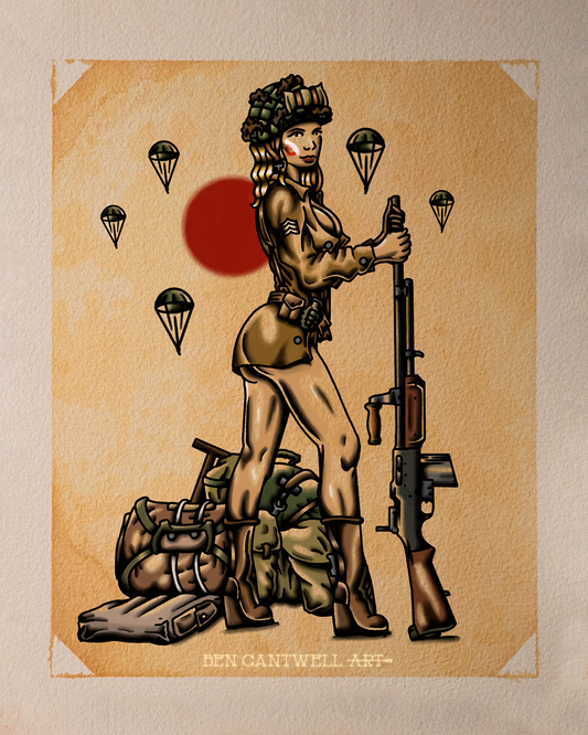 Airborne WW2 Pin Up with BAR