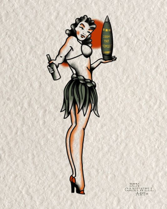 WW2 PIN-UP GIRL- Artillery shell