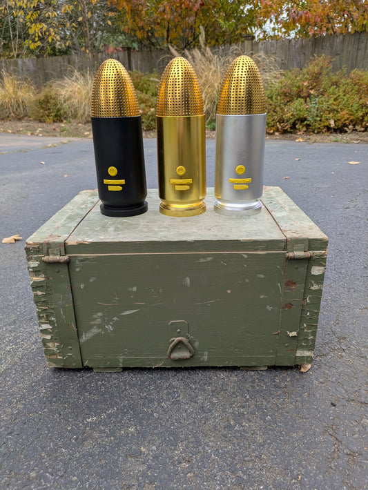 Black, Brass & Silver Bullet speakers