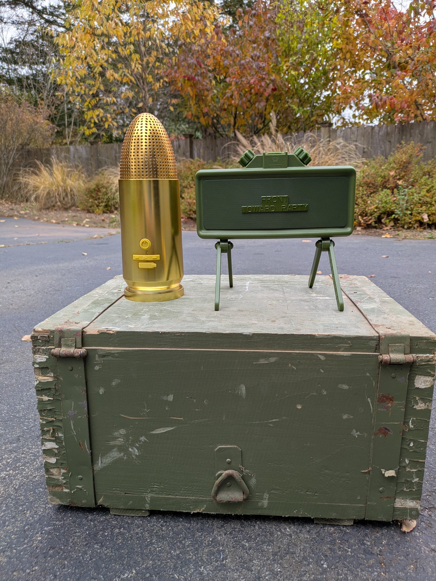 Claymore Mine and Brass Bullet Speaker