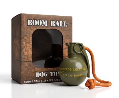 The Boom Ball Rubber Dog Chew Toy