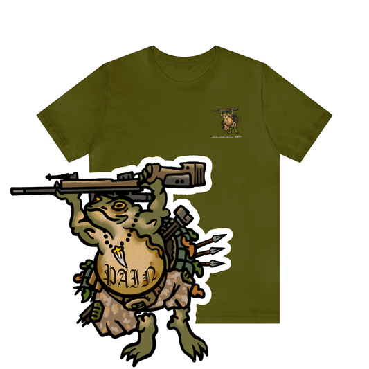 Sniper Rifle Frog - Front Print - Short Sleeve Tee