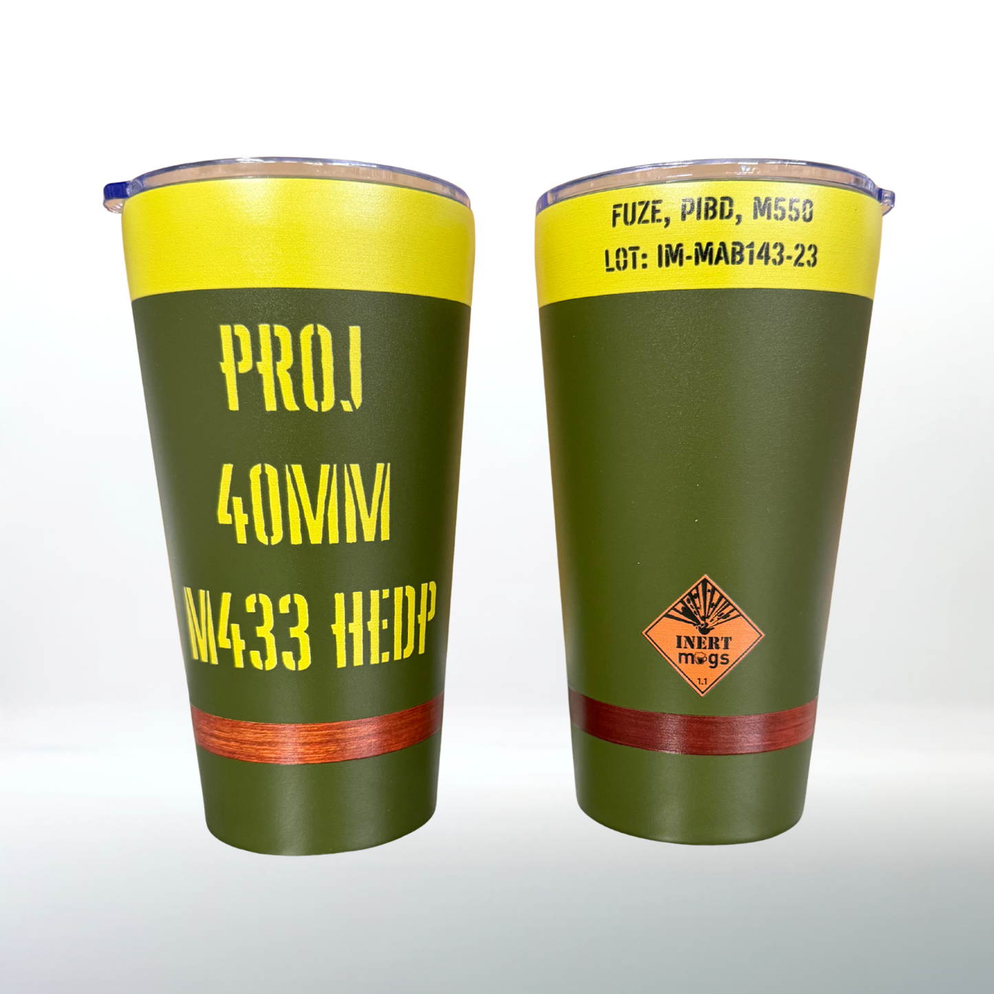 40MM M433 HEDP Grenade Tumbler | 16oz Military-Inspired Drinkware