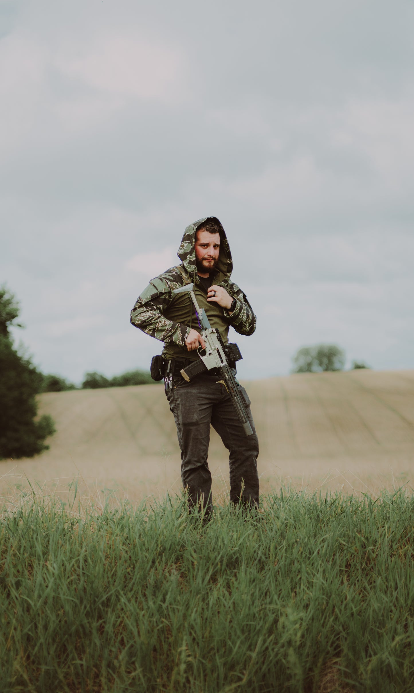Tiger Stripe OD Hooded Combat Shirt