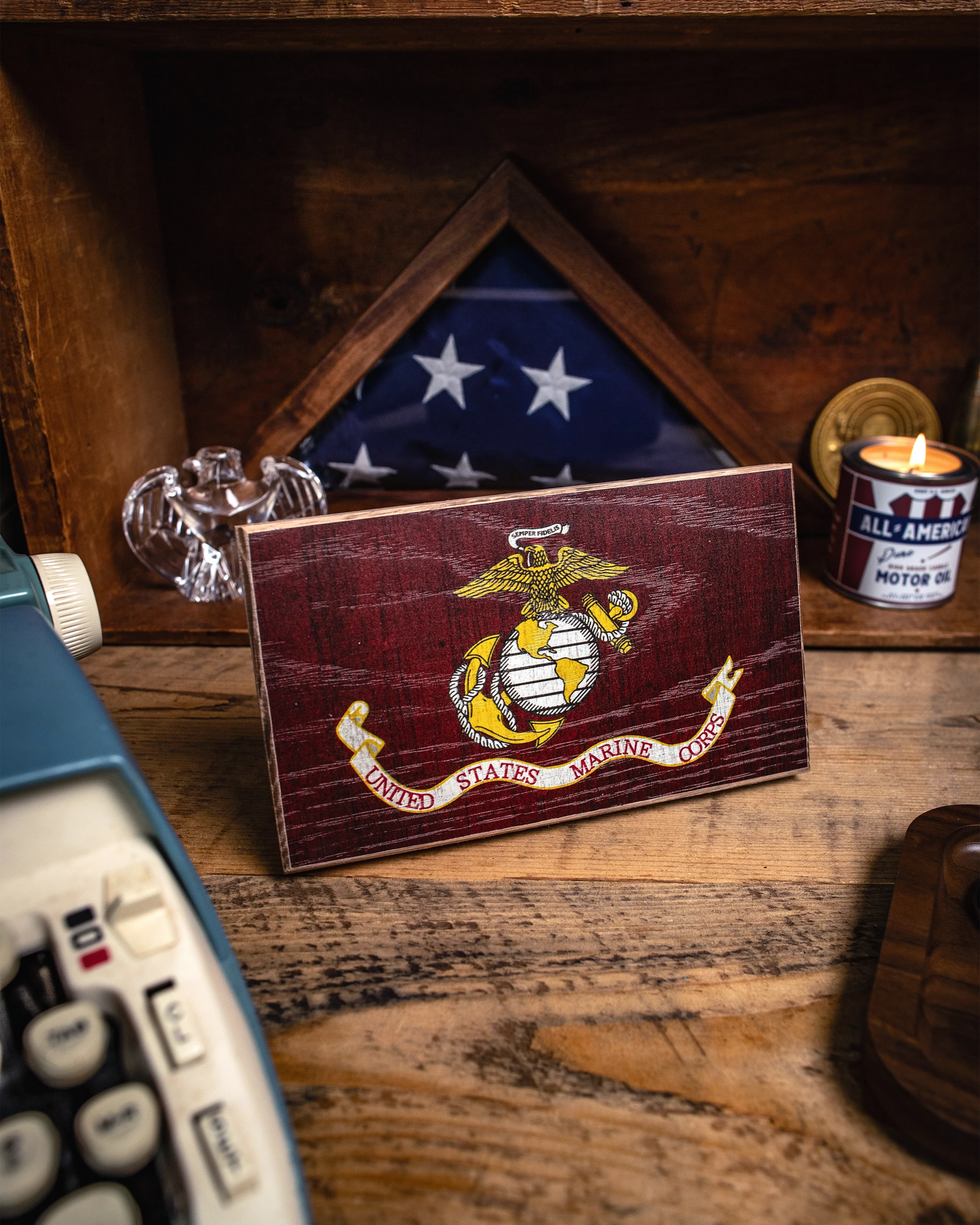 Collective - Marine Corps Wooden Desk Flag