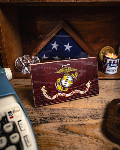 Collective - Marine Corps Wooden Desk Flag