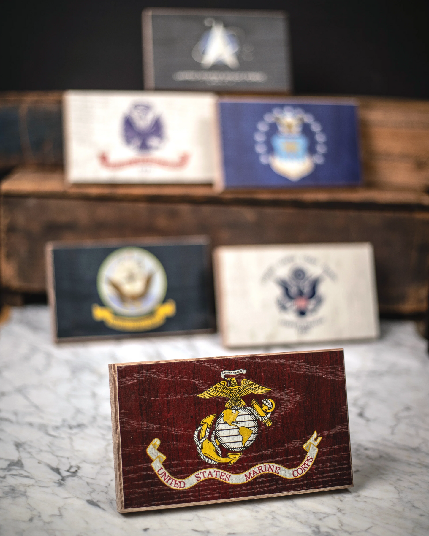 Collective - Marine Corps Wooden Desk Flag